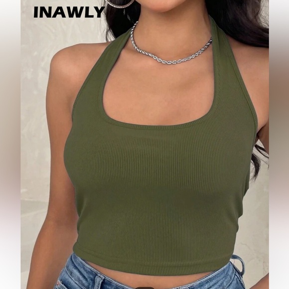 SHEIN Tops - NWOT SHEIN Inawly backless crop top halter